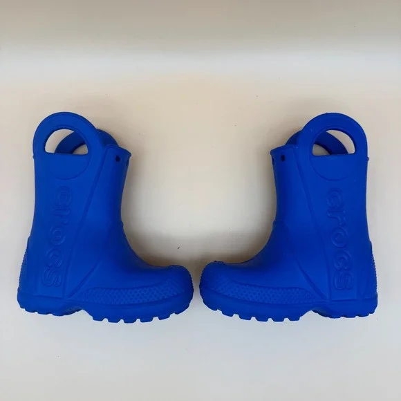 Crocs Kids Unisex Blue Rubber Rain Boots Lightweight Size Kids C7 waterproof - Picture 4 of 9